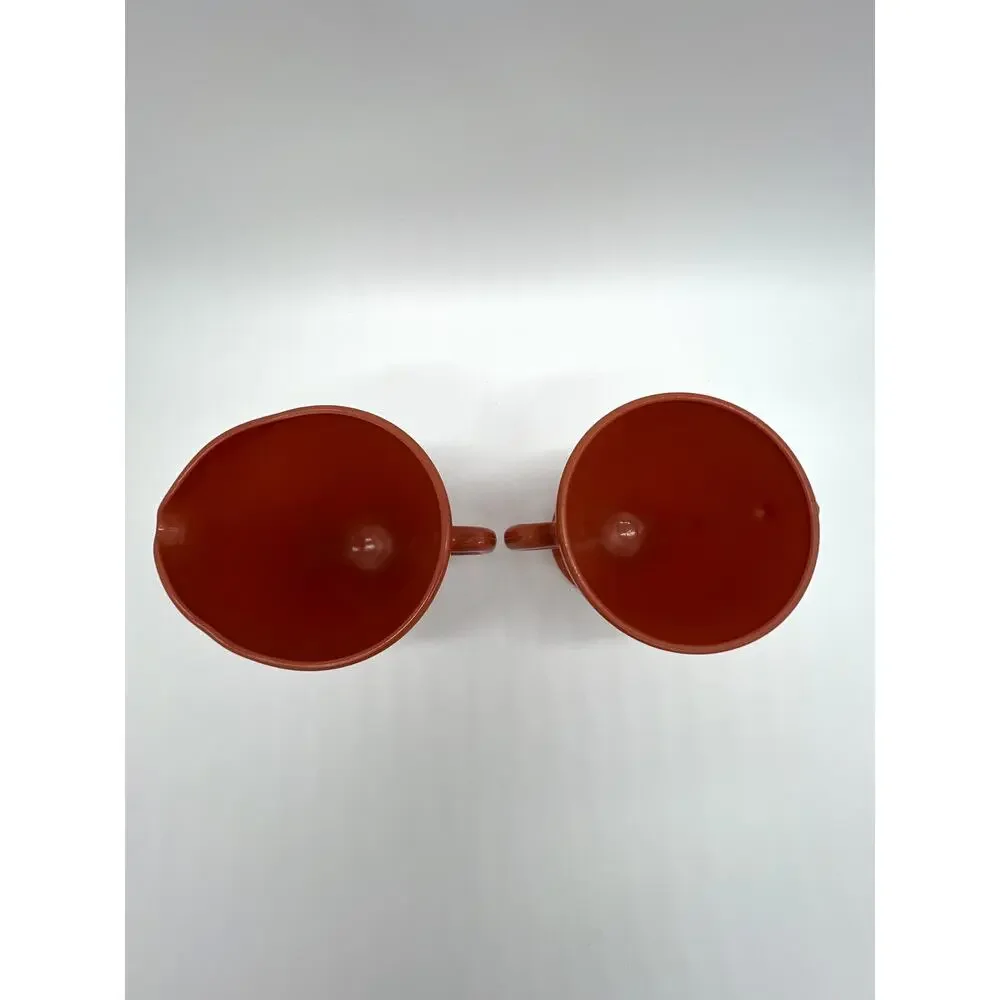 Vintage Hazel Atlas Glass Rust Orange Mid-Century Footed Open Creamer & Sugar - Picture 5 of 8